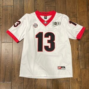Nike Dawgs White and Red Football Jersey